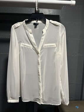 East 5th White Sheer Button-Front Blouse